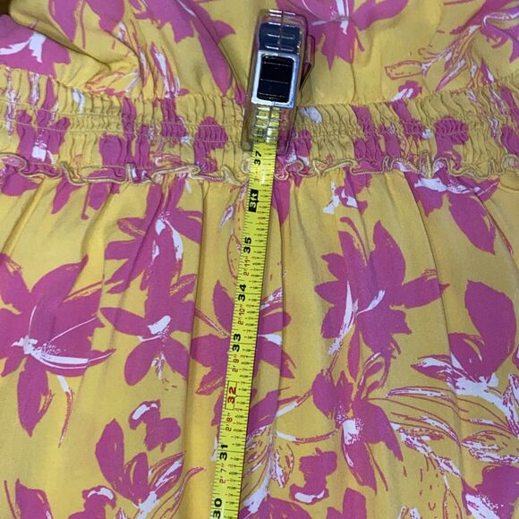 Jessica Simpson Maxi Dress Pink Yellow Floral Print, Sz Medium Summmer Party - Picture 11 of 12